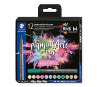 STAEDTLER 371 C12-2 Pigment Arts Brush Pen - Assorted Pastel Colours (Pack of 12)