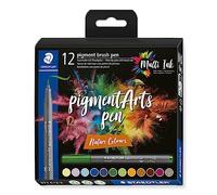 STAEDTLER 371 C12-3 Pigment Arts Brush Pen - Assorted Nature Colours (Pack of 12)