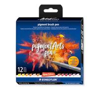 STAEDTLER 371 C12-5 Pigment Arts Brush Pen - Assorted Warm Colours (Pack of 12)