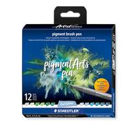 STAEDTLER 371 C12-6 Pigment Arts Brush Pen - Assorted Cool Colours (Pack of 12)