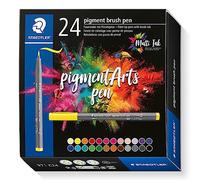 STAEDTLER 371 C24 Pigment Arts Brush Pen - Assorted Basic Colours (Pack of 24)