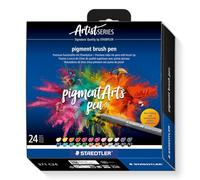 STAEDTLER 371 C24 Pigment Arts Brush Pen - Assorted Basic Colours (Pack of 24)