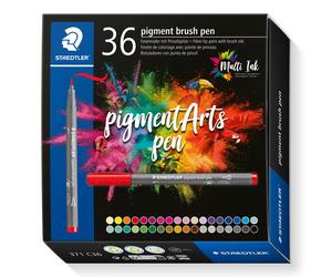 STAEDTLER 371 C36 Pigment Arts Brush Pen - Assorted Basic Colours (Pack of 36)