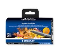 STAEDTLER 371 C6-5 Pigment Arts Brush Pen - Assorted Yellow & Orange Colours (Pack of 6)