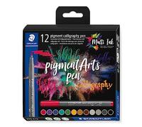 STAEDTLER 375 C12 Pigment Arts Calligraphy Pen - Assorted Colours (Pack of 12)