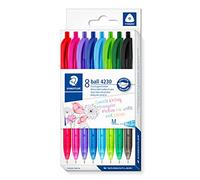 STAEDTLER 4230 MC8 Retractable Rainbow Ballpoint Pen - Assorted Colours (Pack of 8)