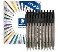 STAEDTLER 4230 Retractable Ballpoint Pen, Pack of 20 in Envelope, Black Ink | Triangular Barrell, 1.0mm Line Width, Everyday Writing Pens, Home, Office, Work, Study