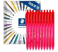 STAEDTLER 4230 Retractable Ballpoint Pen, Pack of 20 in Envelope, Red | Triangular Barrell, 1.0mm Line Width, Everyday Writing Pens, Home, Office, Work, Study
