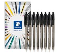STAEDTLER 4230 Retractable Ballpoint Pen, Pack of 8 in Envelope, Black | Triangular Barrell, 1.0mm Line Width, Everyday Writing Pens, Home, Office, Work, Study