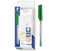 STAEDTLER 430 M Stick Ballpoint Pens Writing Pen Smooth - Medium Nib - Bulk Economy School Class Pack of 100 Pens (Green)