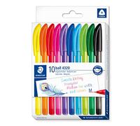 STAEDTLER 4320 MC10 Stick Rainbow Ballpoint Pen - Assorted Colours (Pack of 10)