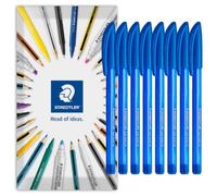 STAEDTLER 4320 Stick Ballpoint Pens Medium 8 Pack Blue