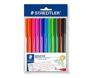 STAEDTLER 43235MPB10 Medium Rainbow Ballpoint Pens - Assorted Colours (Pack of 10)