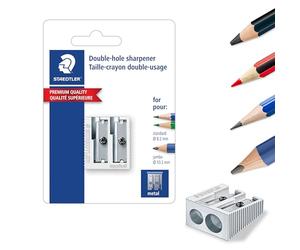 STAEDTLER 510 20 BKD Metal Double Hole Sharpener for Pencils 8.2 - 10.2 mm (Blister of 1)