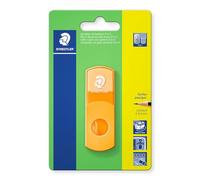 Staedtler 511SE-F4BK Neon Orange Pencil Sharpener with Eraser, Phthalate and Latex Free, for Standard Size Pens, Resealable, 2 in 1 Sharpener on Blister Card