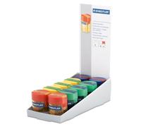 STAEDTLER 512 006 Round Double-Hole Tub Sharpener for Graphite & Colour Pencils up to 10.2mm Diameter - Assorted Colours (Pack of 10)