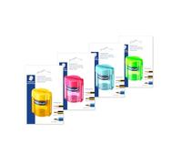 Staedtler 513 - Blister Pack 1 Plastic Pencil Sharpener 2 Uses with Transparent Container Assorted Colours