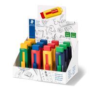 STAEDTLER 525 PS1 S PVC-Free Eraser Assorted Colors, Pack of 12 with Sliding Plastic Sleeves
