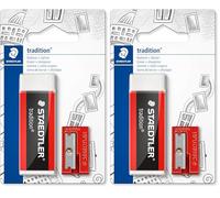 STAEDTLER 526 T-S1BK Tradition Eraser and Sharpener Set (Blistercard of 1 Eraser & 1 Single-Hole Sharpener) (Pack of 2)