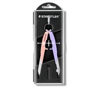 STAEDTLER Mars Comfort 556 00-PA2 Compass, High Quality with Spindle Guide Centre Drive Spindle, Accurate and Precise, Pastel Pink and Pastel Lavender, Sturdy Case with Hinged Lid
