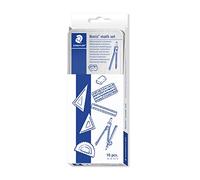 STAEDTLER 557 10 Noris Maths Set with Storage Tin (10 Pieces including Compass, Ruler, Protractor and Set Squares)