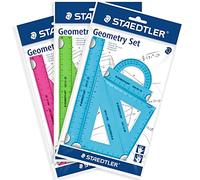 Staedtler 569 PB4NFN - Coloured 4 Piece Mars Plastic Geometry Set, Green Pink or Blue