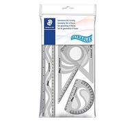STAEDTLER 569PB4UF-S 4 Piece Maths Geometry Set - Ruler, Protractor, Set Squares