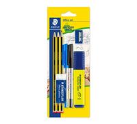 STAEDTLER 60 BK-4 Noris Office Set - Assorted Stationery Pack with 3 Graphite Pencils, 2 Pens, Highlighter, Eraser & Sharpener