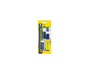 STAEDTLER 60 BK-4 Noris Office Set - Assorted Stationery Pack with 3 Graphite Pencils, 2 Pens, Highlighter, Eraser & Sharpener