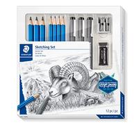 Staedtler character set, complete set with 4 premium pencils, 3 premium jumbo pencils, 3 black fineliners, 1 eraser, 1 double sharpener and