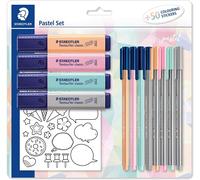 Staedtler 61SBK1PA Pastel Set - Highlighters, Fibre Tips, Fineliners & Stickers
