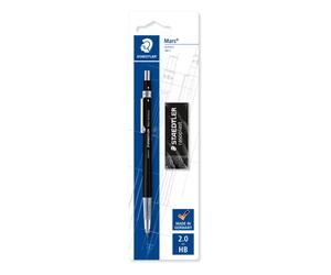 STAEDTLER 780 C BKP6 Mars Technico Leadholder Clutch Pencil with Built-In Sharpener - HB, 2mm Line Width (Pack of 1 + FREE Eraser)