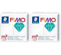 STAEDTLER 8010-014 FIMO Effect Oven-Hardening Polymer Modelling Clay - Translucent White (1 x 57g Block) (Pack of 2)