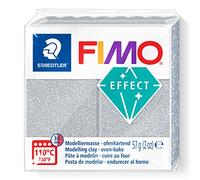 STAEDTLER 8010-812 FIMO Effect Oven-Hardening Polymer Modelling Clay - Glitter Silver (57g)