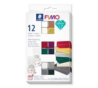 STAEDTLER 8013 C12-1 FIMO Effect Oven Hardening Modelling Clay - Assorted Colours (Pack of 12 x 25g Blocks)