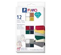 STAEDTLER 8013 C12-1 FIMO Effect Oven Hardening Modelling Clay - Assorted Colours (Pack of 12 x 25g Blocks)