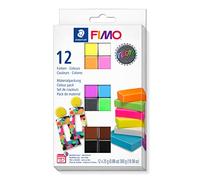 STAEDTLER 8013 C12-3 FIMO Effect Oven-Hardening Polymer Modelling Clay - Neon, Assorted Colours (Pack of 12 x 25g Half Blocks)