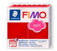 STAEDTLER 8020-2 P FIMO Soft Oven-Hardening Polymer Modelling Clay - Christmas Red (1 x 57g Block)
