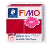 STAEDTLER 8020-26 FIMO Soft Oven-Hardening Polymer Modelling Clay - Cherry Red (1 x 57g Block)