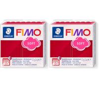 STAEDTLER 8020-26 FIMO Soft Oven-Hardening Polymer Modelling Clay - Cherry Red (1 x 57g Block) (Pack of 2)