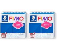 STAEDTLER 8020-37 FIMO Soft Oven-Hardening Polymer Modelling Clay - Pacific Blue (1 x 57g Block) (Pack of 2)