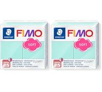 STAEDTLER 8020-505 FIMO Soft Oven-Hardening Polymer Modelling Clay - Pastel Mint (1 x 57g Block) (Pack of 2)