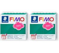 STAEDTLER 8020-56 FIMO Soft Oven-Hardening Polymer Modelling Clay - Emerald (1 x 57g Block) (Pack of 2)