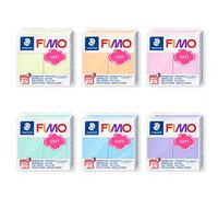 Staedtler 8020-PX FIMO Effect Modelling Clay, 6 Pads of Pastel Colours, 57 g Each, Smooth, Oven Hardening Clay for Crafts and Modelling Jewellery and Decorative Accessories, Multi-Colour