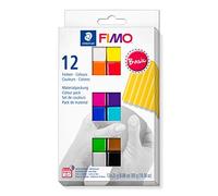 STAEDTLER 8023 C12-1 FIMO Soft Oven Hardening Modelling Clay 12 x 25 g Half Blocks - Basic Colours