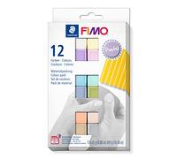 STAEDTLER 8023 C12-3 FIMO Soft Oven-Hardening Polymer Modelling Clay - Assorted Pastel Colours (Pack of 12 x 25g Blocks)