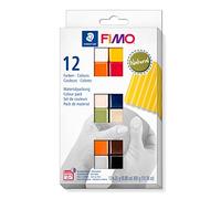 STAEDTLER 8023 C12-4 FIMO Soft Oven-Hardening Polymer Modelling Clay - Assorted Natural Colours (Pack of 12 x 25g Blocks)