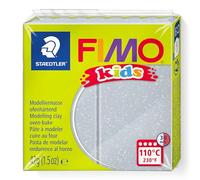 STAEDTLER 8030-812 FIMO Kids Soft Polymer Modelling Clay - Glitter Silver (Single Block, 42g)