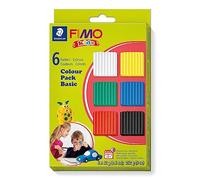 STAEDTLER 8032 01 FIMO Kids Super Soft Modelling Clay - Assorted Basic Colours (Pack of 6 Blocks)