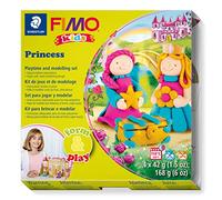 STAEDTLER 8034 06 LZ FIMO Kids Form&Play Playtime & Modelling Polymer Clay Set - "Princess" (Pack of 4 Blocks, Stickers, Modelling Tools & Background Scene)